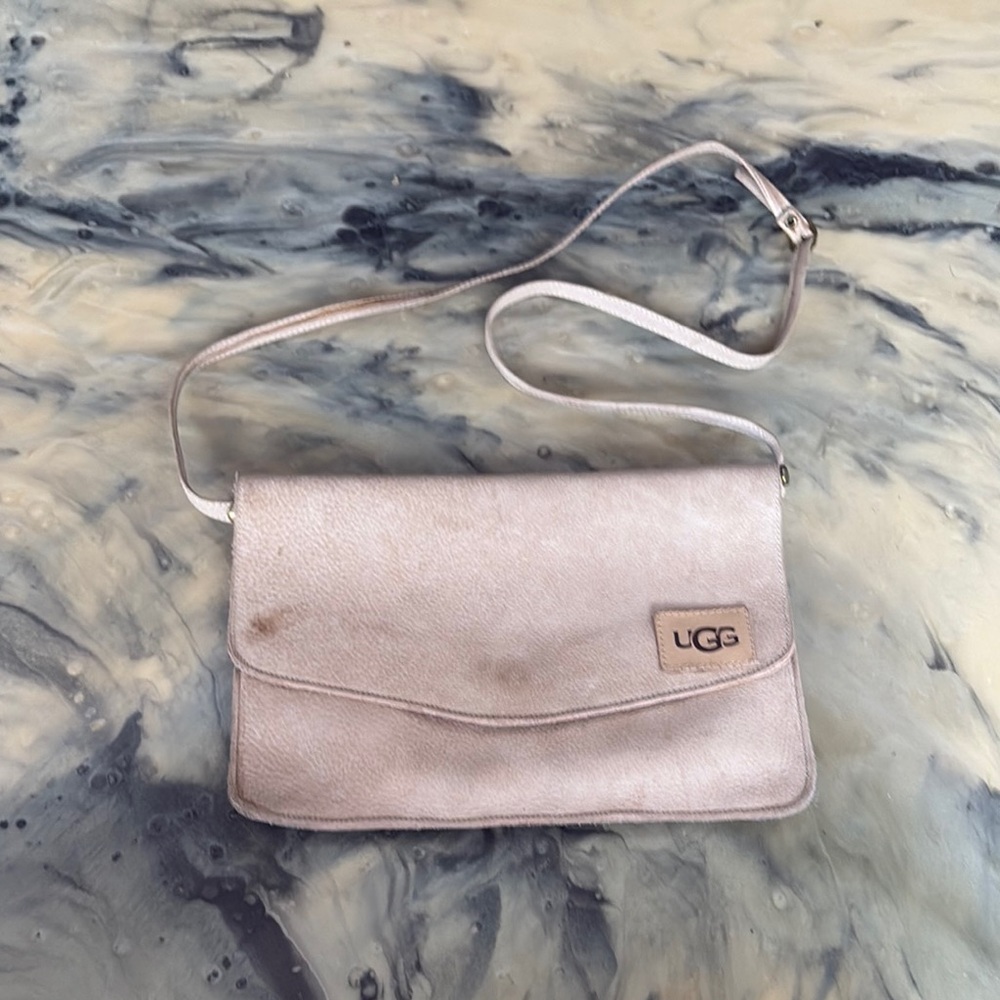 UGG Cream Crossbody Bag with Flap-Over Closure and Slouchy Design